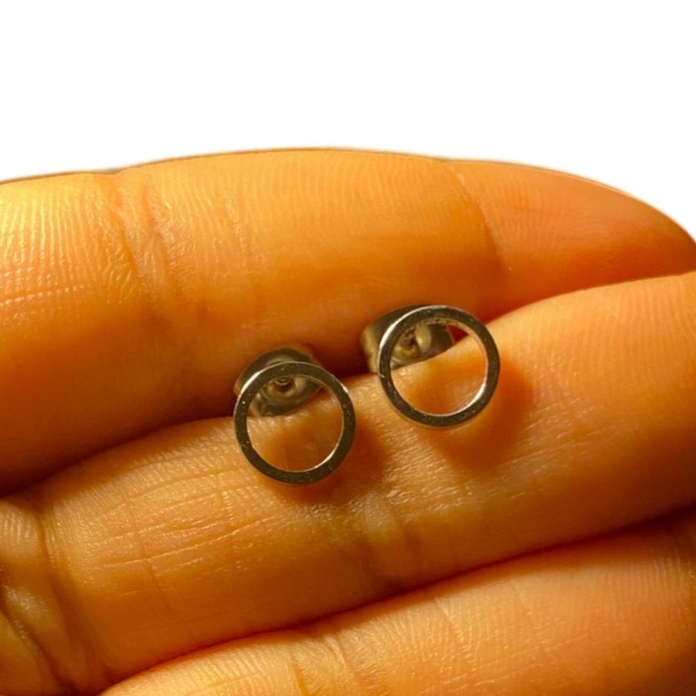 Small stainless steel circle sliver stud earrings
